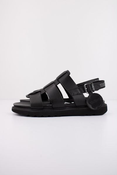 Sandały KICKERS NEOSINEAD Czarny. Czarne sandały damskie Kickers, bez wzorów, ze skóry, bez obcasa. Za 317.99 zł.