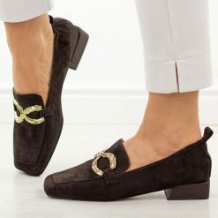 Czekoladowe skórzane mokasyny damskie DiA 3115. Brązowe mokasyny damskie DiA, z jeansu. Za 449.00 zł.