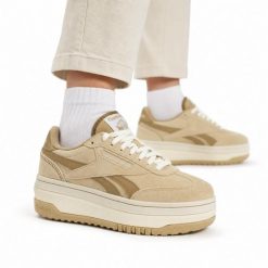 Buty damskie sportowe platformy Reebok SS-CAMPIO EXTRA. Brązowe buty sportowe na co dzień damskie Reebok, bez wzorów, z jeansu, tenisowe. Za 238.00 zł.