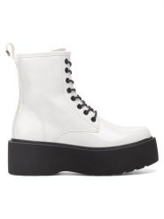 DeeZee Trzewiki WS101-08A Biały. Białe botki damskie DeeZee, z materiału, bez obcasa, na płaskiej podeszwie, bez zapięcia. Za 139.99 zł.