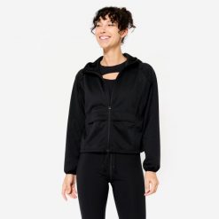 Bluza na zamek damska Domyos fitness. Czarne bluzy sportowe damskie DOMYOS, xs, z materiału. Za 149.99 zł.