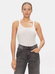 Tommy Hilfiger Top UW0UW05200 Biały Slim Fit. Białe topy damskie Tommy Hilfiger, s, bez wzorów, z lyocellu, bez ramiączek. Za 169.99 zł.