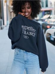 Bluza - granatowy. Niebieskie bluzy bez kaptura damskie Sinsay, l. Za 35.99 zł.