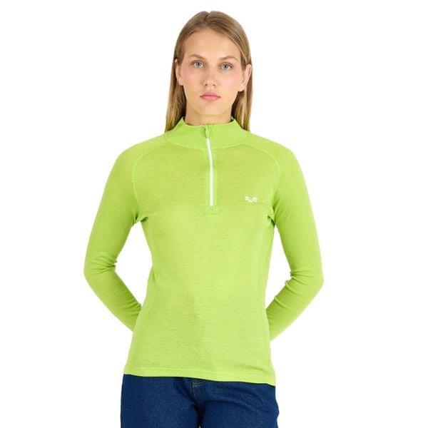 Vega - damska koszulka 100% merino wełna 195 g/m² z zamkiem YKK. Zielone bielizna termoaktywna damska WOOLONA, m, bez wzorów, z wełny. W wyprzedaży za 306.00 zł.