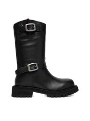 G-Star Raw Botki EO-ERVA-LT2520-101 Czarny. Czarne botki damskie G-Star Raw, ze skóry, retro, bez obcasa, na płaskiej podeszwie, bez zapięcia. Za 579.99 zł.