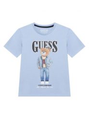 Guess T-Shirt L6RI11 K8HM4 Błękitny Regular Fit. Niebieskie t-shirty chłopięce Guess, z aplikacjami, z bawełny, bez ramiączek. Za 99.99 zł.