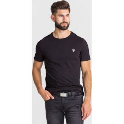 T-SHIRT GUESS. Czarne t-shirty męskie Guess, l, z aplikacjami, z bawełny, bez kołnierzyka. Za 139.00 zł.