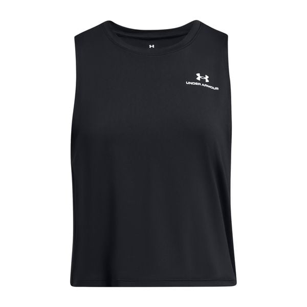 Top treningowy damski Under Armour Rush Energy Crop Tank. Czarne topy damskie Under Armour, l, bez wzorów, bez ramiączek. Za 119.99 zł.