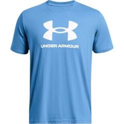 Koszulka sportowa męska Under Armour K15742. Niebieskie t-shirty sportowe męskie Under Armour, m, z bawełny, bez ramiączek, na fitness i siłownię. Za 182.00 zł.