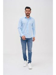 Basics & More Koszula - Regular fit - w kolorze błękitnym rozmiar: L. Niebieskie koszule męskie Basics & More, l, bez wzorów, z bawełny, bez kołnierzyka, bez ramiączek. Za 122.96 zł.