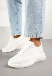 Białe Buty Sportowe Sneakersy Siateczkowe na Piankowej Podeszwie Liltebis. Białe buty sportowe na co dzień damskie Born2be, bez wzorów, z jeansu. Za 84.99 zł.