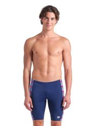 Arena Kąpielówki w kolorze granatowym ze wzorem rozmiar: 6. Niebieskie kąpielówki męskie Arena, bez wzorów, z materiału. Za 95.69 zł.