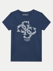 Guess T-Shirt J5GI02 K6YW4 Granatowy Regular Fit. Niebieskie koszulki dziewczęce Guess, z aplikacjami, z bawełny, bez ramiączek. Za 59.99 zł.