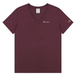Damska Prążkowana Koszulka. Fioletowe t-shirty damskie CHAMPION, bez wzorów, prążkowane, bez kołnierzyka. Za 143.99 zł.