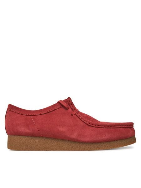 Clarks Półbuty Wallabee 26180921 Czerwony. Czerwone półbuty męskie Clarks, ze skóry, bez zapięcia. Za 289.99 zł.