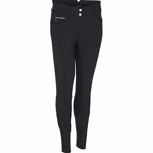 Damskie spodnie jeździeckie z pełnym lejem Equipage Andalouse Alos Stretch. Czarne spodnie materiałowe damskie EQUIPAGE, bez wzorów, z poliesteru, z podwyższonym stanem. Za 393.00 zł.