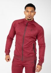 Bluza fitness męska Gorilla Wear Wenden Track Jacket. Czerwone bluzy sportowe męskie GORILLA WEAR, bez wzorów, z dresówki, bez kołnierzyka, bez ramiączek. Za 285.85 zł.