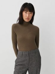 Someday Koszulka w kolorze khaki rozmiar: 42. Brązowe bluzki damskie Someday, bez wzorów, z wełny, bez kołnierzyka, bez ramiączek. Za 100.99 zł.