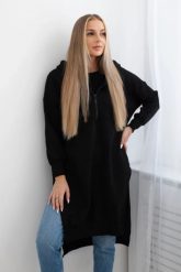 Bluza ocieplana z rozcięciami na bokach czarna. Czarne bluzy z kapturem damskie KESI, l, z bawełny. Za 284.37 zł.