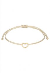 Elli Damskie serce miłości z tekstylną opaską z pozłacanego srebra próby 925 Sterling Silver Bransoletki 1 ct. Szare bransoletki damskie Elli, pozłacane. Za 152.14 zł.