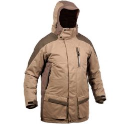 Kurtka Solognac 520 Warm wodoodporna. Brązowe kurtki męskie SOLOGNAC, l, bez wzorów, z tkaniny, bez kaptura. W wyprzedaży za 399.99 zł.