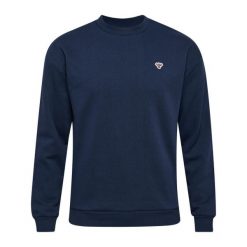 Luźna bluza z okrągłym dekoltem Hummel Bee. Niebieskie bluzy sportowe damskie HUMMEL, xs, z aplikacjami, z bawełny, bez ramiączek, długie, bez kaptura. Za 213.35 zł.