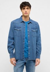 Męska Koszula Mustang Style Duver Denim Blue 1017538 5000 500. Niebieskie koszule męskie Mustang, m, bez wzorów, z denimu, bez kołnierzyka, bez ramiączek. Za 139.99 zł.