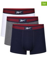 Reebok Bokserki (3 pary) "Abel" w kolorze granatowym, szarym i białym rozmiar: L. Białe bokserki męskie Reebok, bez wzorów. Za 70.74 zł.