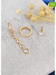 Atelier MIU Kolczyki-kreole (3 szt.) z cyrkoniami rozmiar: onesize. Żółte kolczyki damskie atelier MIU, z cyrkonią, z mosiądzu. Za 60.88 zł.