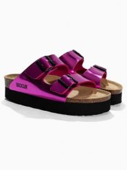 BACKSUN Klapki "Maldives" w kolorze fioletowym rozmiar: 37. Różowe klapki damskie Backsun, bez wzorów, bez obcasa, na platformie. Za 130.99 zł.