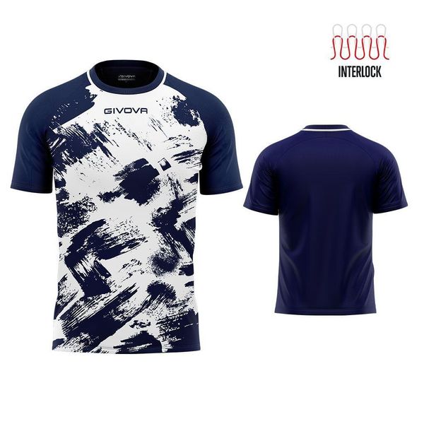 Koszulka sportowa Givova Art Interlock biało-niebieska. Białe bluzki sportowe damskie Givova, l, z dzianiny, bez kołnierzyka, bez ramiączek. Za 60.95 zł.