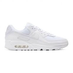 Buty do chodzenia męskie Nike Air Max 90. Białe buty wizytowe męskie Nike, z materiału, bez zapięcia. Za 741.00 zł.
