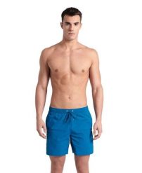 Spodenki szorty męskie krótkie plażowe Arena Solid Boxer. Niebieskie kąpielówki męskie Arena, m, z aplikacjami, z materiału, na fitness i siłownię. Za 121.98 zł.