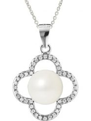 Pearl Addict Srebrny naszyjnik z cyrkoniami i perłą - dł. 42 cm rozmiar: onesize. Białe naszyjniki damskie Pearl Addict, srebrne. Za 217.99 zł.