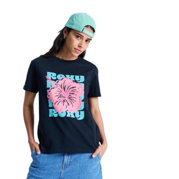 Koszulka z krótkim rękawem dla Kobiety OCEANREGULAR POSTER Czarny. Szare bluzki damskie Roxy, m, bez wzorów, z bawełny, bez ramiączek. Za 99.99 zł.