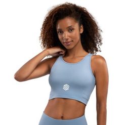 Stanik sportowy Fitness Damski Crunch Blue. Niebieskie biustonosze sportowe damskie SIROKO, bez wzorów, z elastanu. Za 128.00 zł.