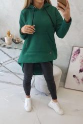 Bluza ocieplana z długim tyłem i kapturem ciemno zielona. Zielone bluzy z kapturem damskie KESI, l, z bawełny. Za 238.37 zł.