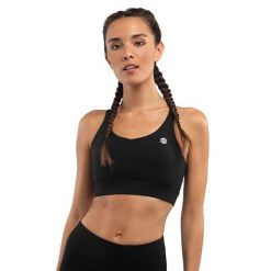 Stanik sportowy Fitness Damski Pacemaker- Wysokie wsparcie. Czarne biustonosze sportowe damskie SIROKO, bez wzorów, z elastanu. Za 127.00 zł.