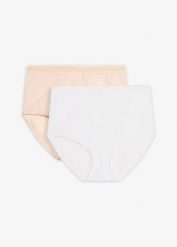 Figi z wysokim stanem (2 pary). Brązowe figi damskie bonprix, bez wzorów. Za 77.99 zł.