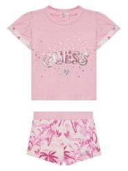 Guess Komplet t-shirt i spodenki A5GG13 K6YW4 Różowy Regular Fit. Czerwone koszulki dziewczęce Guess, m, z aplikacjami, z bawełny, bez ramiączek. Za 99.99 zł.