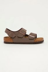 Sandały damskie brązowe Birkenstock Milano. Brązowe sandały damskie Birkenstock, bez wzorów, bez obcasa. Za 399.99 zł.