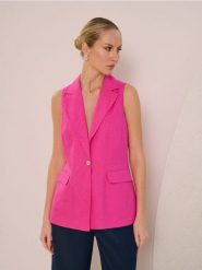 Kamizelka z domieszką lnu - różowy. Czerwone kamizelki damskie Sinsay, l. Za 59.99 zł.