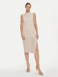 Marella Sukienka dzianinowa Lisetta 2413621015 Beżowy Regular Fit. Brązowe sukienki damskie Marella, xl, bez wzorów, z bawełny, bez kołnierzyka, bez ramiączek. Za 709.99 zł.