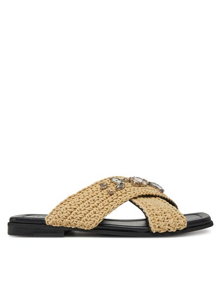 Inuikii Klapki Woven Strap Stones 70104-367 705 Beżowy. Brązowe klapki damskie Inuikii, bez wzorów, z materiału, bez obcasa. Za 759.99 zł.