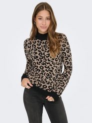 ONLY Sweter w kolorze jasnobrązowo-czarnym rozmiar: XL. Brązowe swetry klasyczne damskie Only, xl, bez kołnierzyka. Za 86.99 zł.