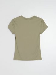 Gładka koszulka basic - zielony. Zielone t-shirty damskie Sinsay, l, bez wzorów, bez kołnierzyka. Za 19.99 zł.