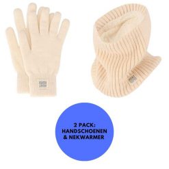 Zestaw termiczny dla kobiet – Rękawiczki/ocieplacze na szyję – Off White. Białe rękawiczki damskie HEAT KEEPER, bez wzorów, z materiału. Za 207.04 zł.