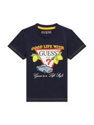Guess Kids T-Shirt 181444 Niebieski Classic Fit. Niebieskie t-shirty chłopięce Guess Kids, z aplikacjami, bez ramiączek. Za 119.99 zł.