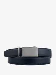 Granatowy pasek ze skóry licowej. Niebieskie paski męskie Ryłko, bez wzorów, ze skóry, eleganckie. Za 129.99 zł.