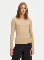 Guess Bluzka V4BP07 K8RT2 Beżowy Regular Fit. Brązowe bluzki damskie Guess, xl, z aplikacjami, z wiskozy, bez ramiączek. Za 149.99 zł.